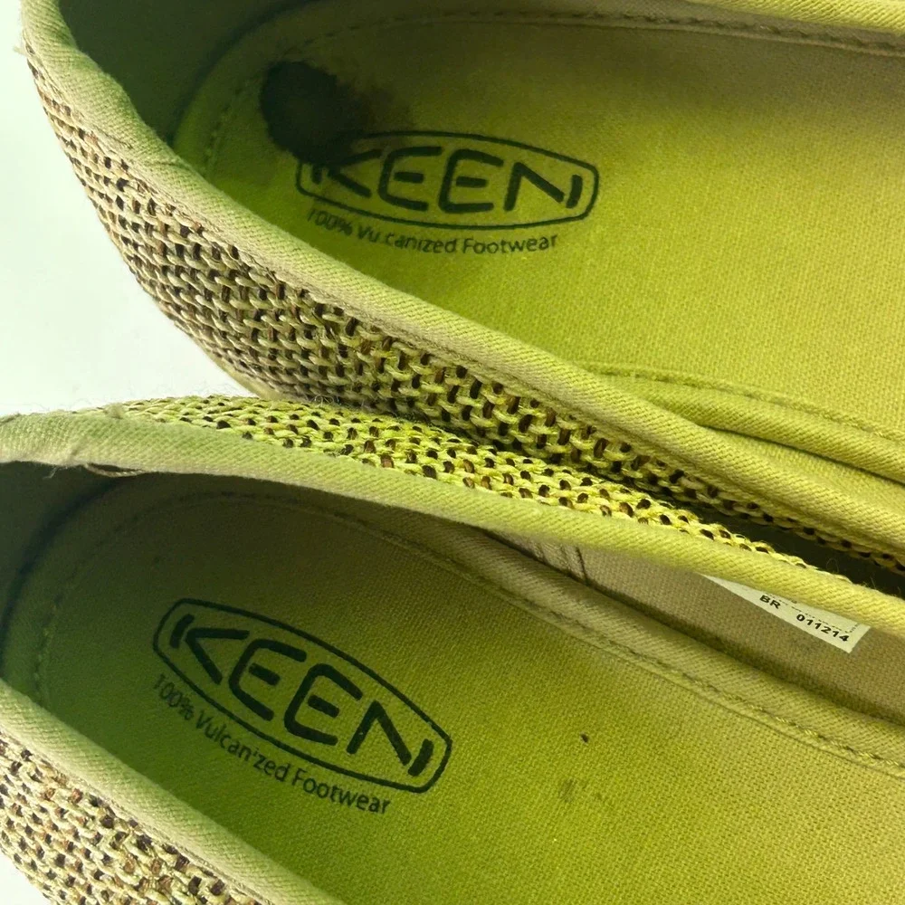 KEEN Women 8 Tan Brown Woven Peep Toe Wedge Sandals Shoes 1012412 Slip On